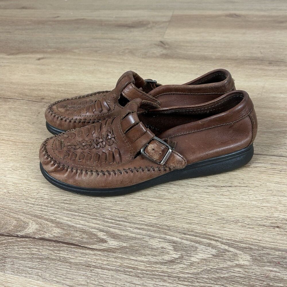 Dr Scholls Shoes Womens Dakota 7 Slip On Loafer Brown Leather Flats Fisherman